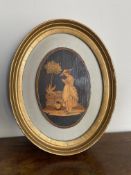 Oval framed wooden sorrento marquetry panel