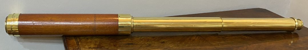 C19th brass and mahogany two drawer telescope