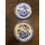 Two C19th blue and white Childs plates