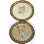 Two warring putti prints in original frames by bartolozzi