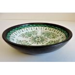 Vintage Pewter Clad Japanese Porcelain Bowl
