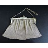 Antique Edwardian Silver Plate Mesh Evening Bag