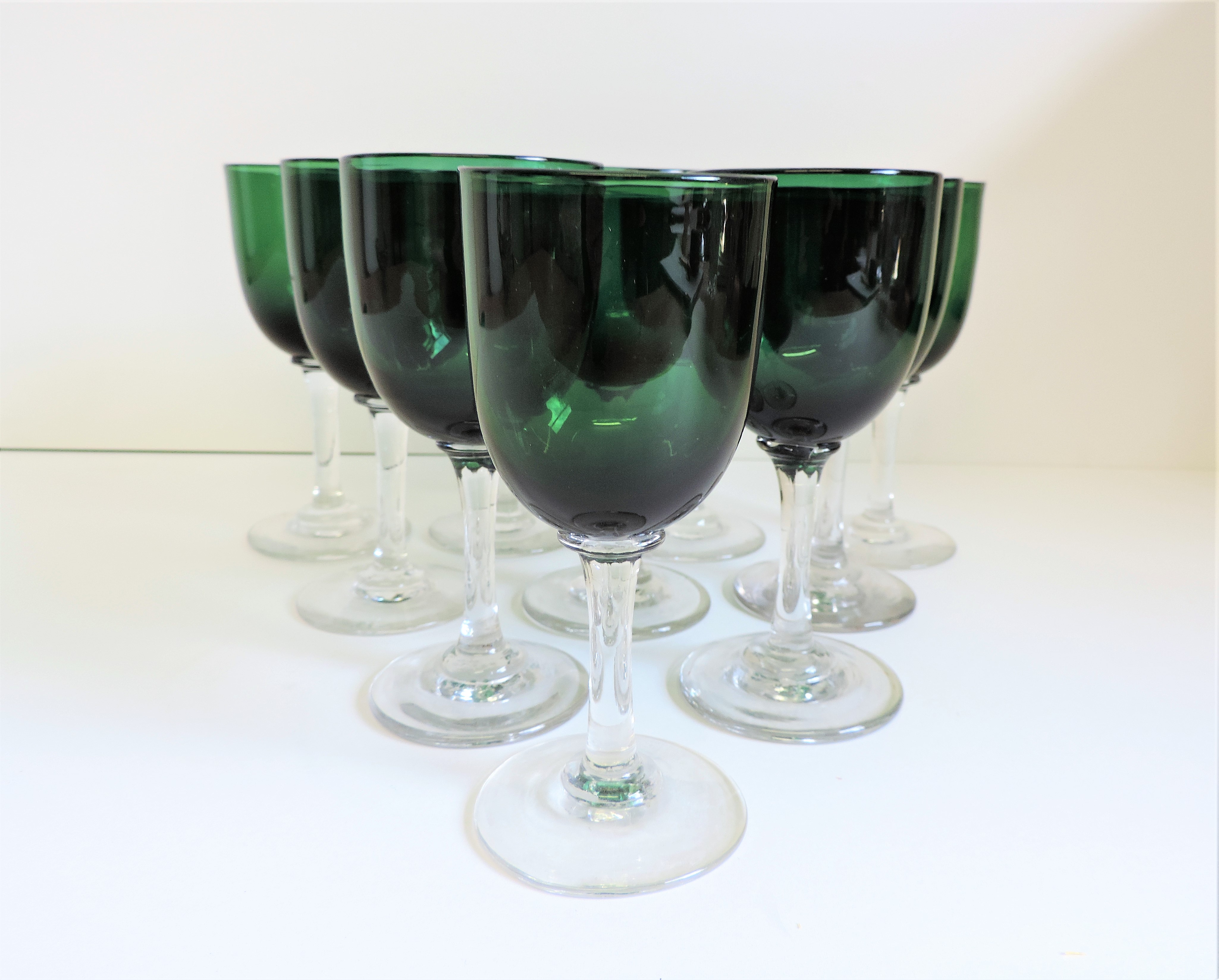 Suite of 10 Victorian Bristol Green Glasses for Wine/ Sherry/Port - Image 2 of 9