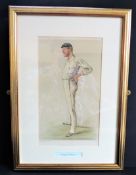 Original Antique VANITY FAIR Spy Lithograph George J Bonner 'Australian Cricket'