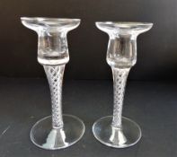 Pair Vintage Hand Made Stuart Crystal Candlesticks