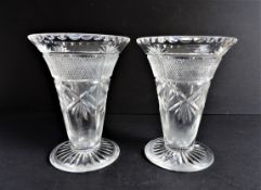 Matching Pair of Antique Victorian Crystal Vases