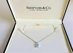 Swiss Blue Topaz Pendant Necklace in Sterling Silver