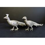 Pair of Vintage Silver Plate Italian Peacock Figurines