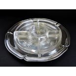 Antique Silver Plate & Glass Hors D'oeuvres Dish 34cm Wide