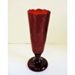 Antique Victorian Hand Made Ruby Glass Vase