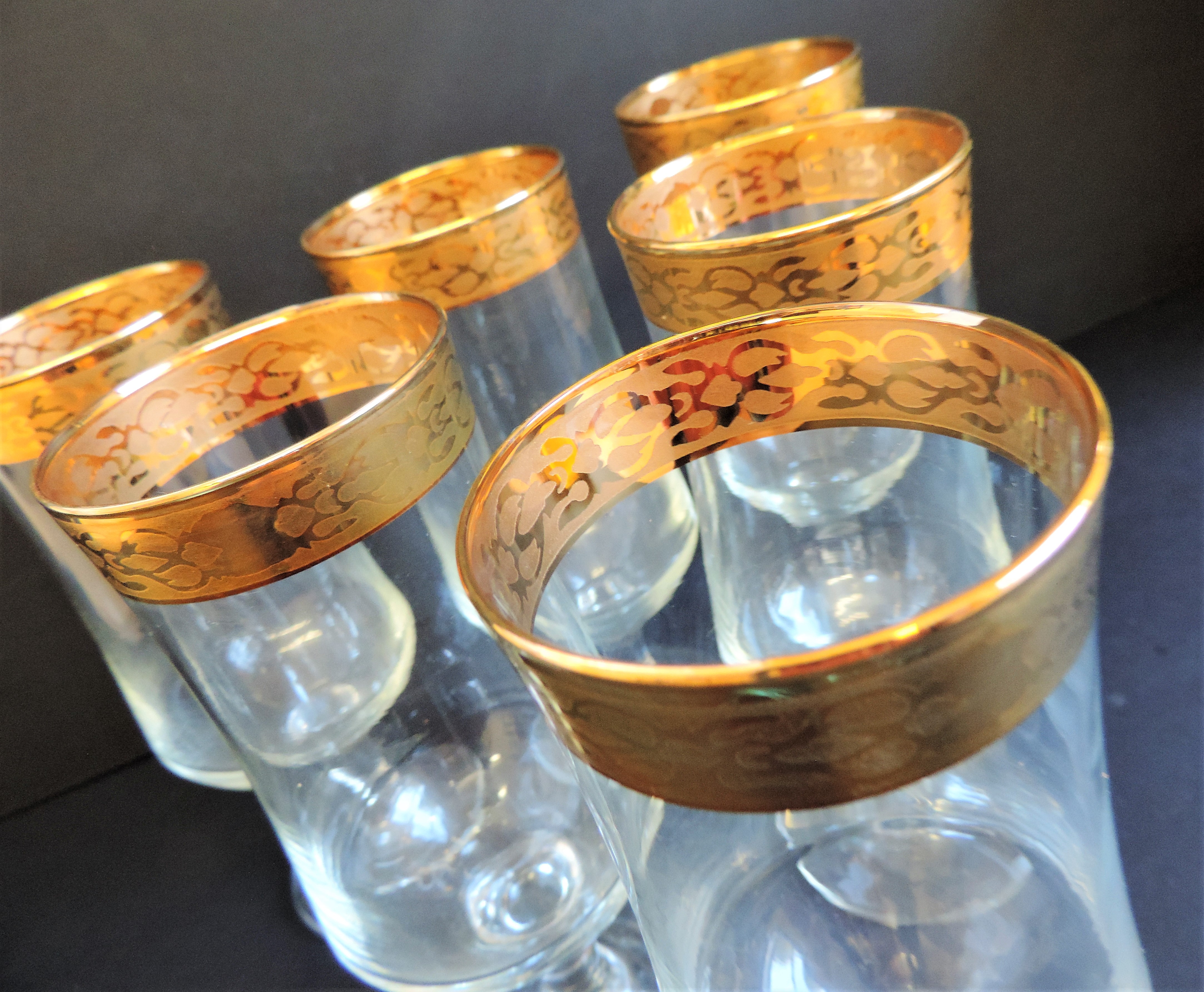 Vintage Venetian gold rimmed tall glasses for cocktails/sprintzers etc - Image 5 of 8