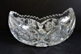 Bohemian Crystal Boat Shaped Centrepiece Bowl 25cm Wide