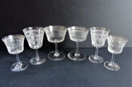 Antique Edwardian Etched Glasses