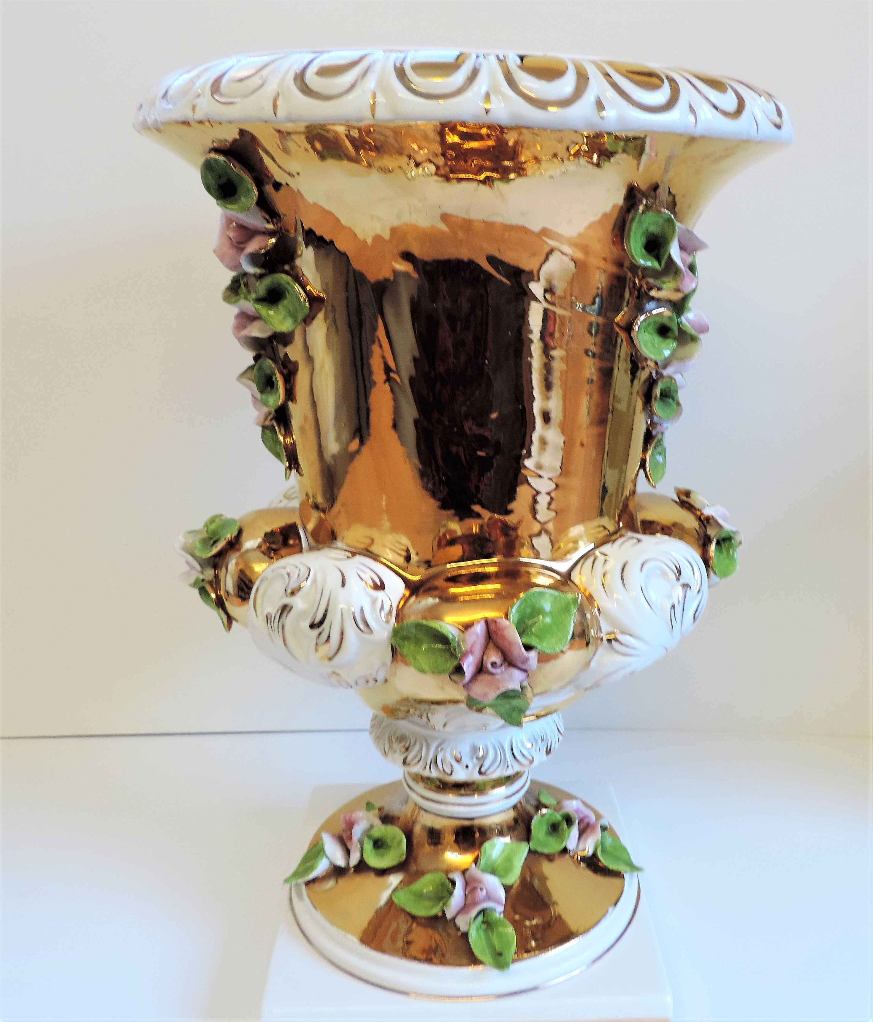 Large Italian Porcelain Campana Urn/Planter/Jardiniere 16 inches Tall - Image 4 of 9