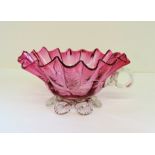 Antique Cranberry Glass Sugar/Sweets/Nuts Bowl