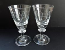 Pair of Hand Made Crystal Chalice Wine Glasses