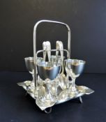 Antique Edwardian Silver Plated Egg Cruet Set