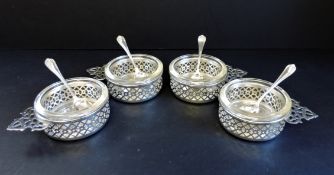 Vintage Harrods Ltd Silver Plate Glass Lined Ramekin Dishes