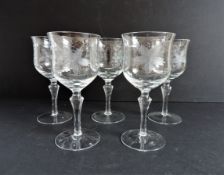 Edwardian Engraved Wine Glasses