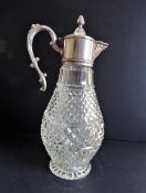 Antique Silver Plate & Cut Glass Claret Jug