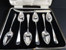 Vintage Art Deco Set of Grape Fruit Spoons & Knife