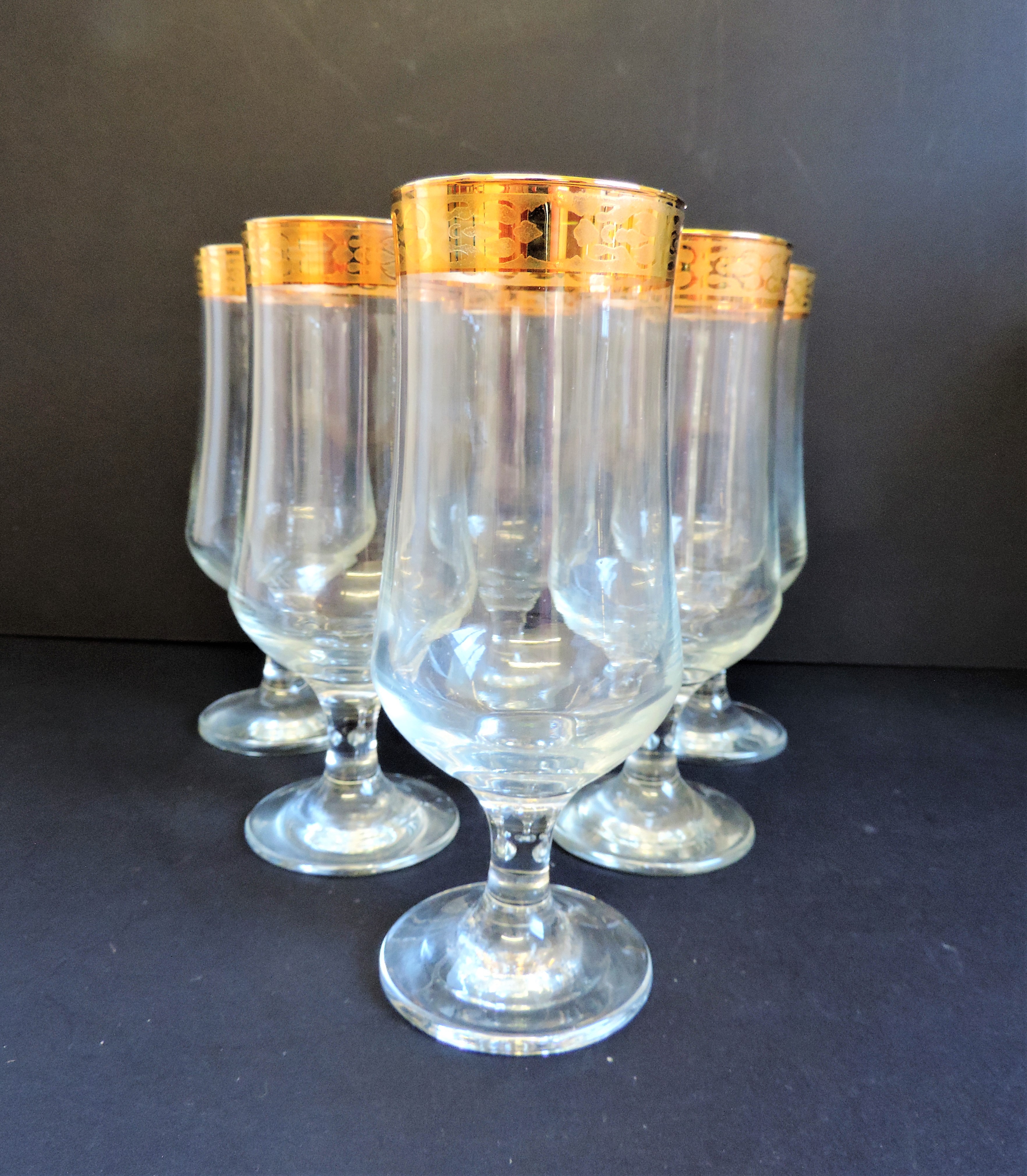 Vintage Venetian gold rimmed tall glasses for cocktails/sprintzers etc - Image 4 of 8