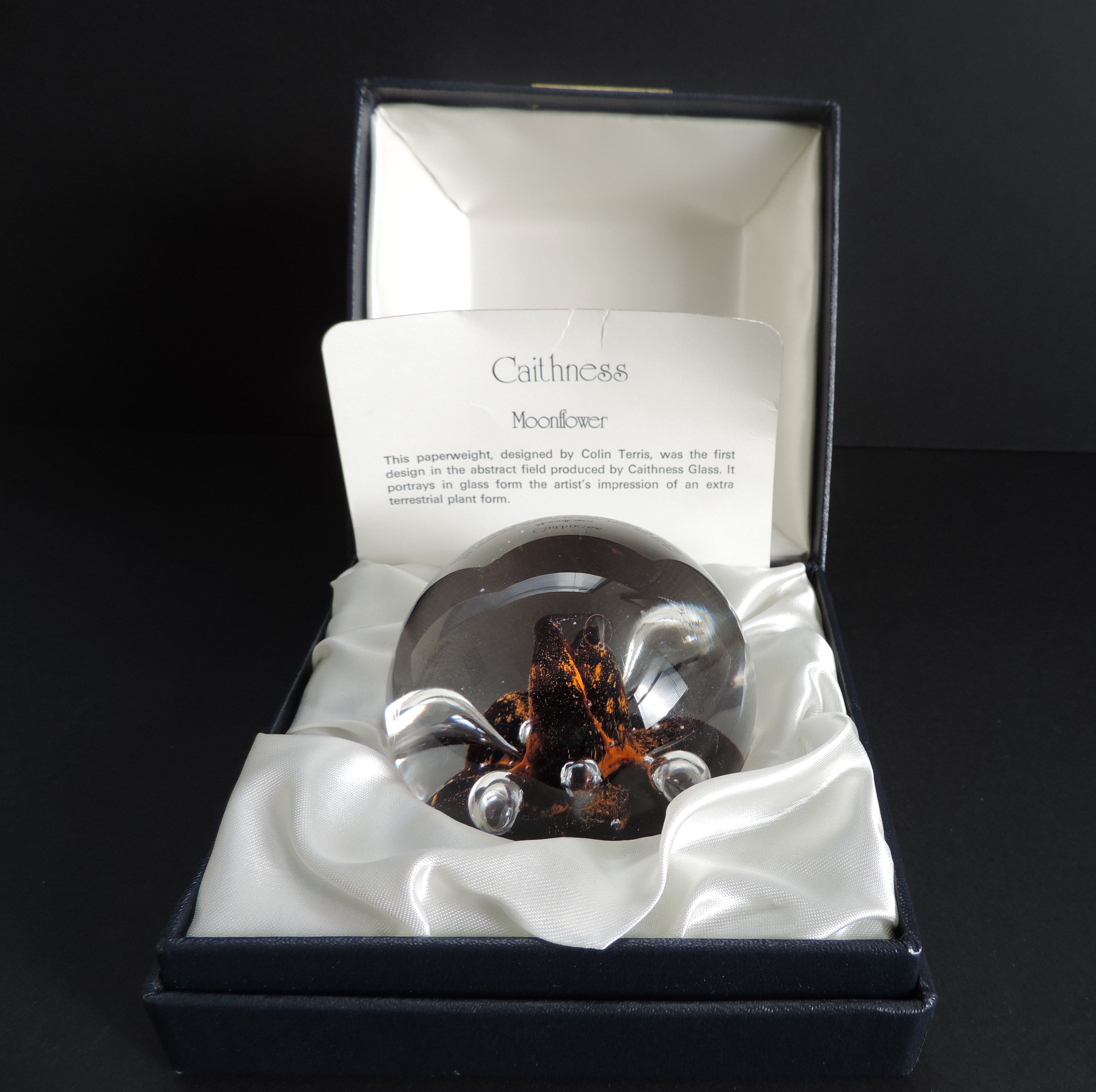 Caithness Crystal Moonflower Paperweight Boxed with Certificate