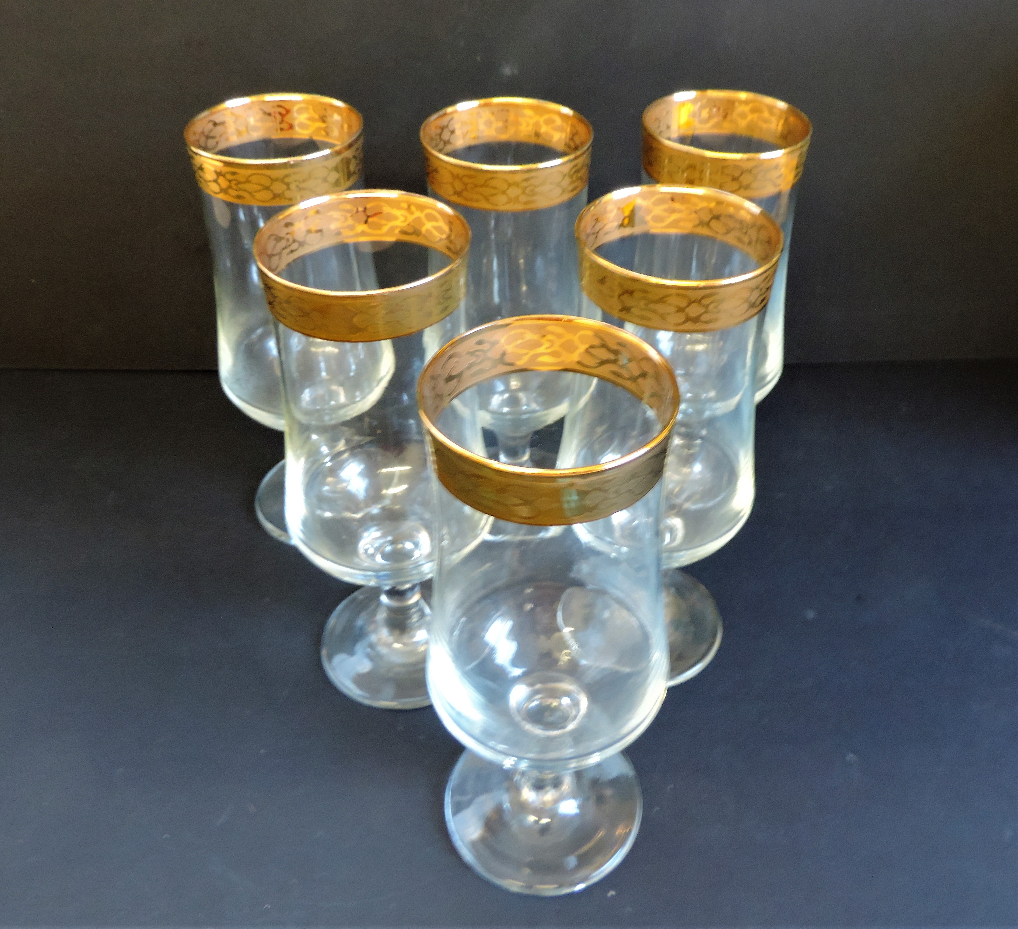 Vintage Venetian gold rimmed tall glasses for cocktails/sprintzers etc - Image 2 of 8