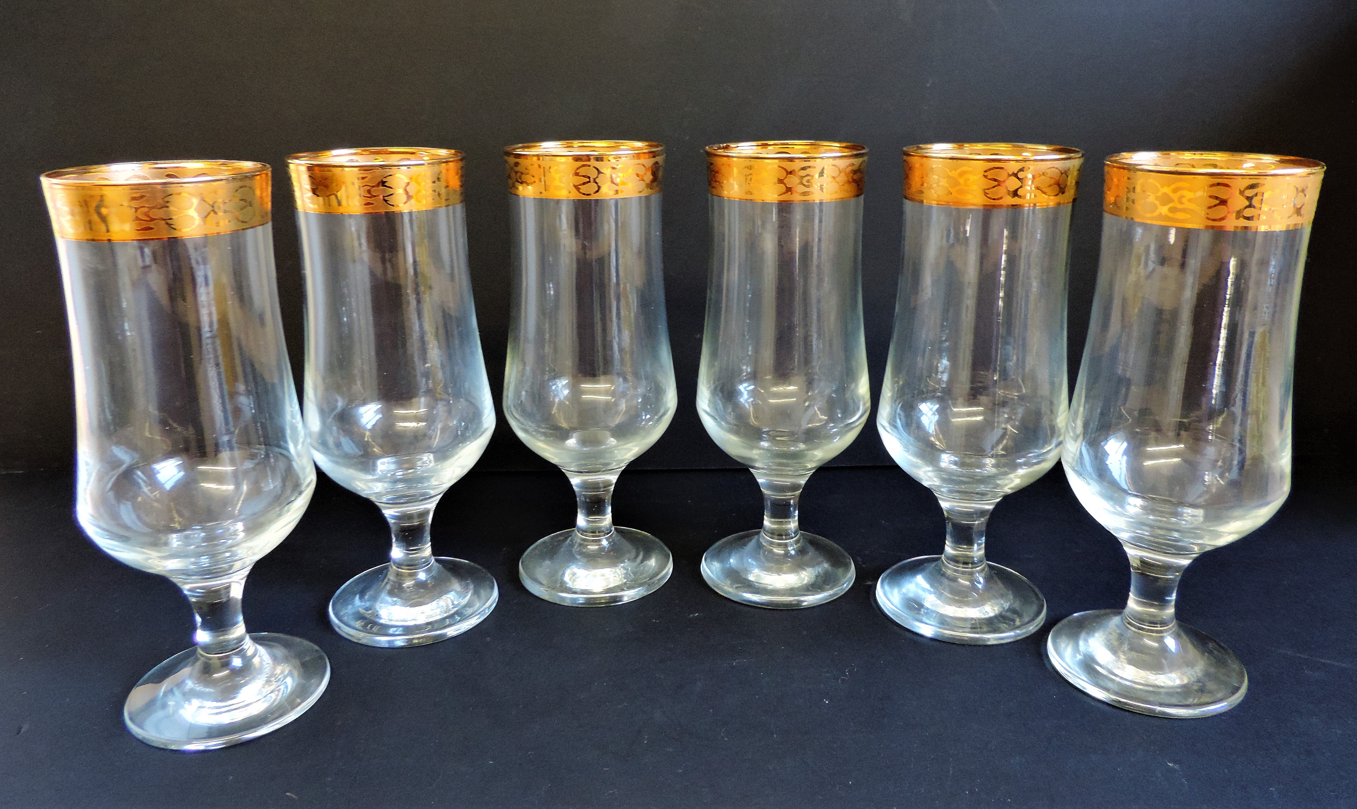 Vintage Venetian gold rimmed tall glasses for cocktails/sprintzers etc