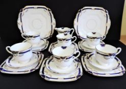 Art Deco Hand Painted Wellington Bone China Tea Set c.1930's