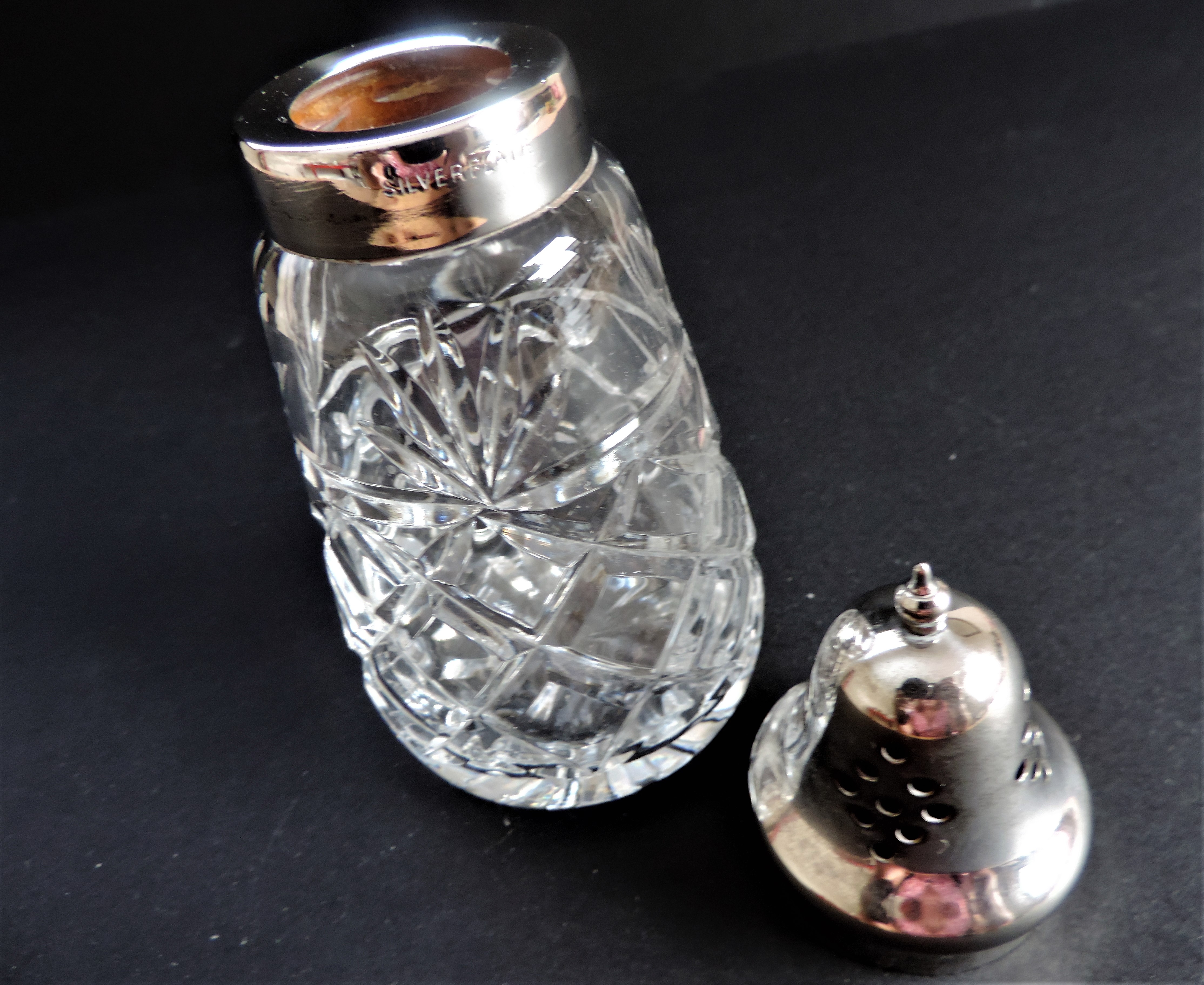 Vintage Silver Plate and Crystal Sugar Sifter/Shaker - Image 4 of 4