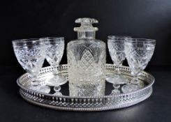 Vintage Crystal and Silver Plate Decanter Drinks Set
