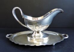 Vintage Silver Plated Gravy Boat and Tray