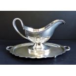 Vintage Silver Plated Gravy Boat and Tray