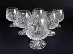 Set of 6 Bohemian Crystal Brandy Balloon Glasses