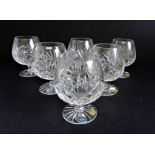 Set of 6 Bohemian Crystal Brandy Balloon Glasses