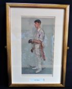 Original Antique VANITY FAIR Spy Lithograph - Gilbert Jessop 'The Croucher'