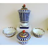 Four Piece Garniture of Sevres Style Porcelain