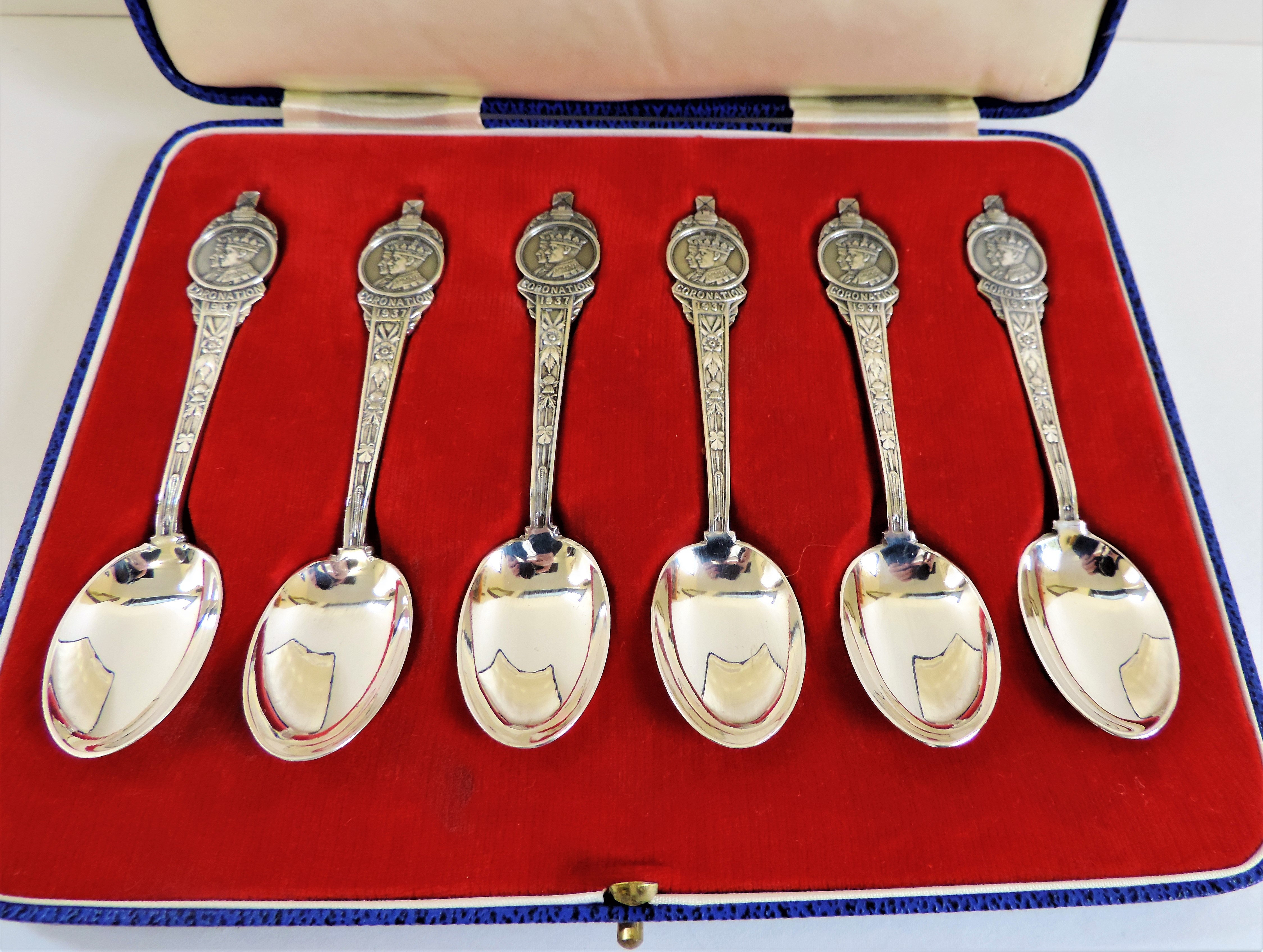 Cased Set George VI 1937 Coronation Silver Plated Spoons