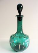 Vintage Green Glass Decanter