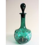 Vintage Green Glass Decanter