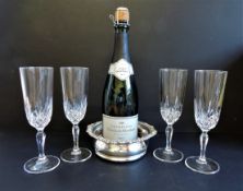 Crystal Champagne Flutes & Bottle Coaster