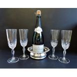 Crystal Champagne Flutes & Bottle Coaster