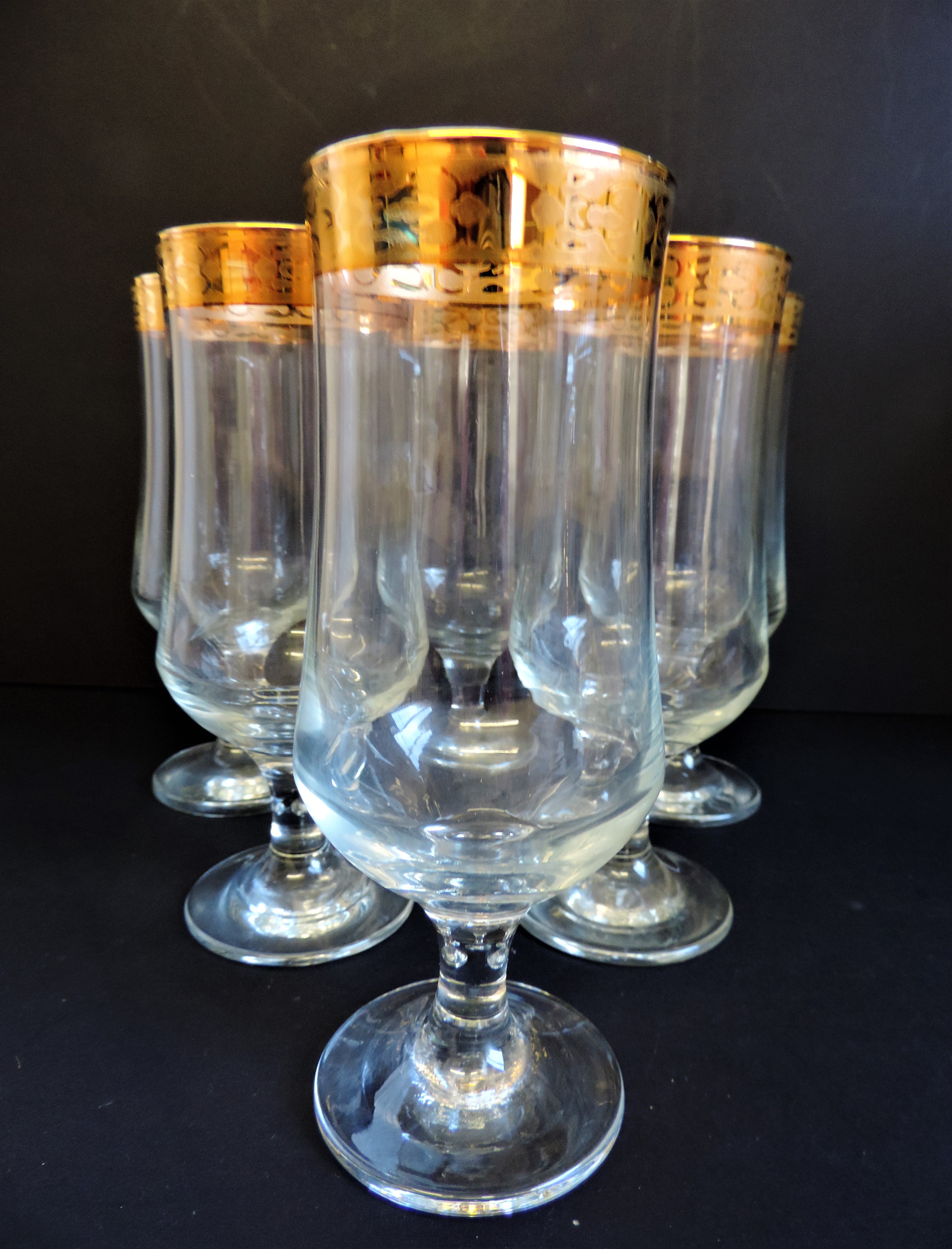 Vintage Venetian gold rimmed tall glasses for cocktails/sprintzers etc - Image 6 of 8