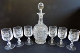 Vintage Bohemian Crystal Decanter Drinks Set