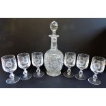 Vintage Bohemian Crystal Decanter Drinks Set