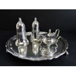 Vintage Silver Plated Cruet Set on Mappin & Webb Tray