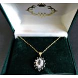 9ct Gold Sapphire & Diamond Pendant Necklace