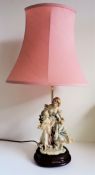 Naples Porcelain Figural Lamp Florence Italy