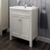 PALLET TO CONTAIN X 3 NEW & BOXED 600mm Melbourne Ivory Double Door Vanity Unit With Basin- Flo...